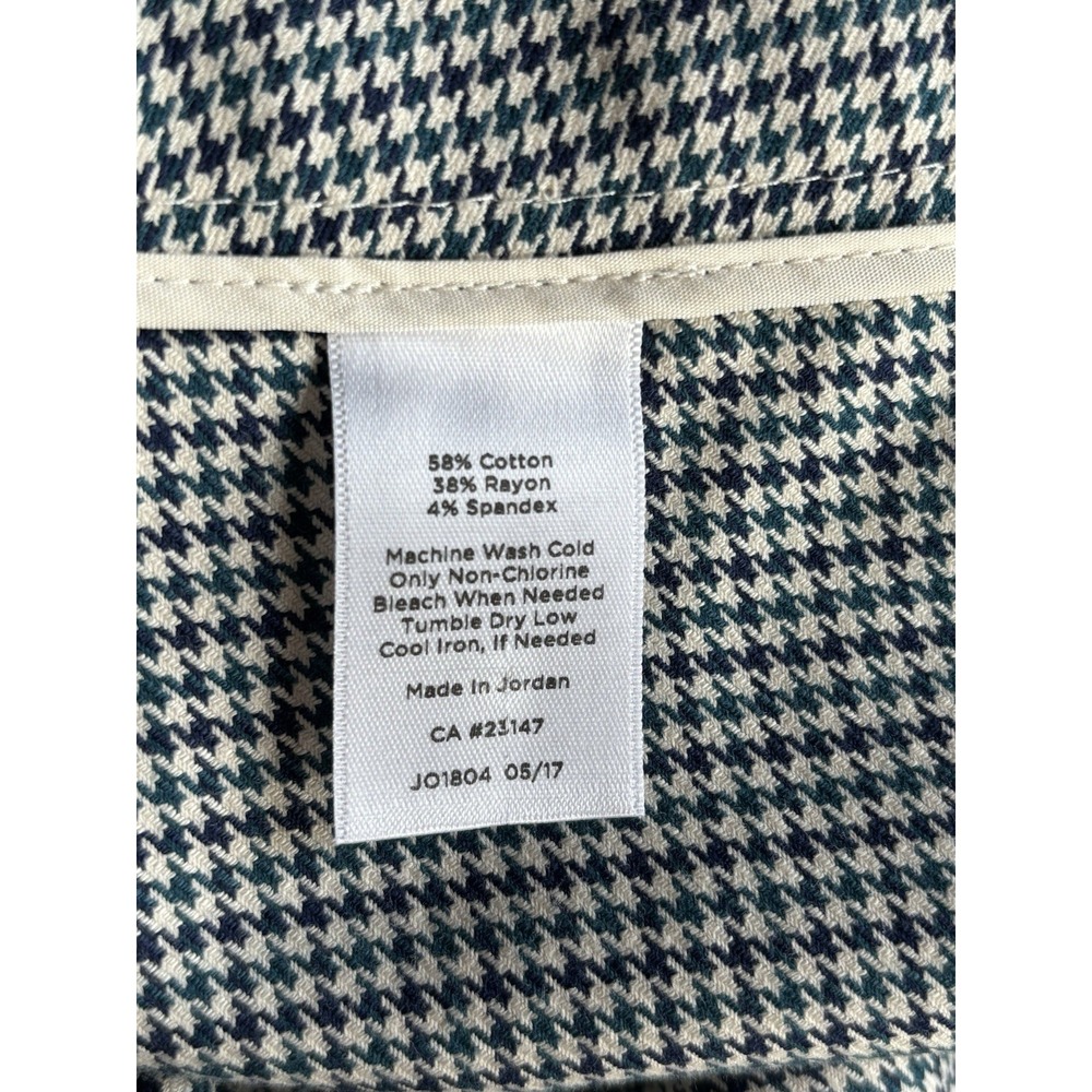 Talbots Women's Pants Size 10 Chatham Button Ankles Green Houndstooth - Picture 4 of 10